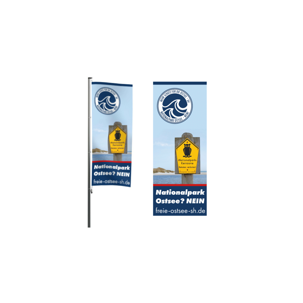 "Nationalpark Ostsee NEIN" Flagge, 120x300cm Hochformat